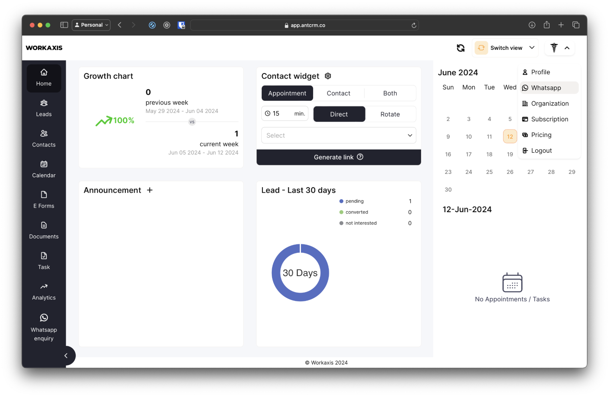 Maintain entire business within AntCRM dashboard